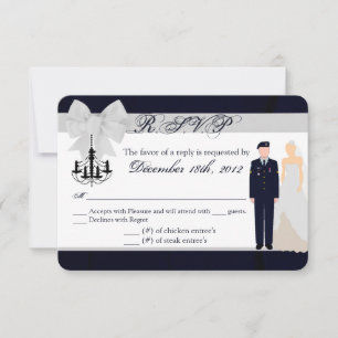 3x5 R.S.V.P. Svarskort ARMY Uniform Blues Bride OSA Kort