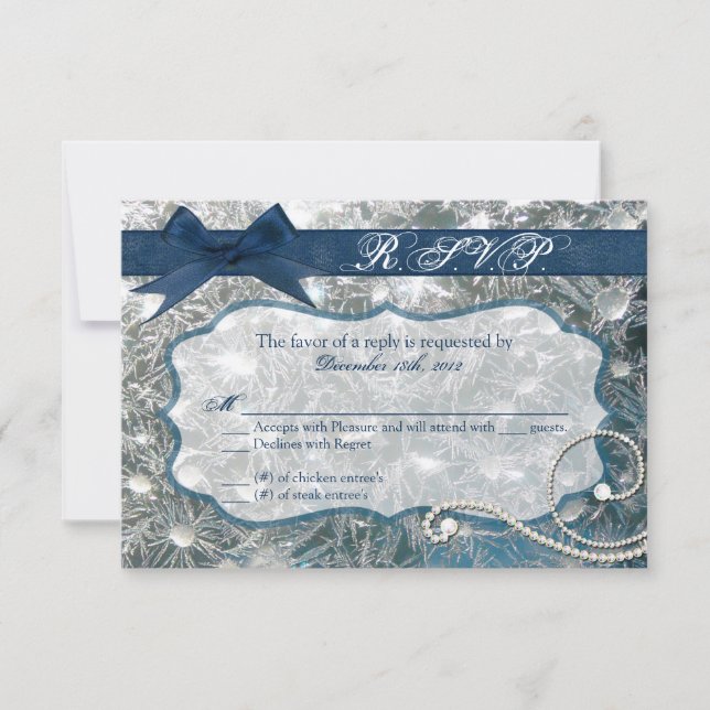 3x5 R.S.V.P. Svarskort Krackat isvinter Snö OSA Kort (Framsida)