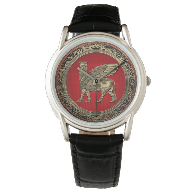 [400] Assyrian Winged Bull - Guld Lamassu Armbandsur (Framsida)