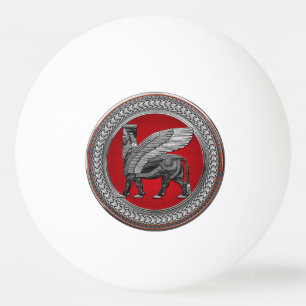 [400] Assyrian Winged Bull: Silver & Black Lamassu Pingisboll