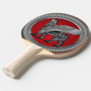 [400] Assyriansk vind Lejon: Silver & Black Lamass Pingisracket