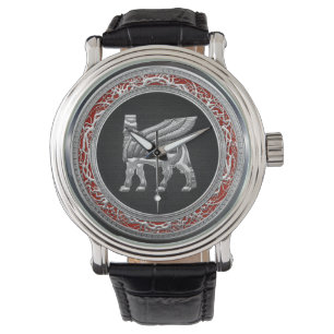 [400] Babyloniska Winged Bull [Silver] [3D] Armbandsur
