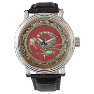 [400] Helig Golden Scorpion on Red Armbandsur