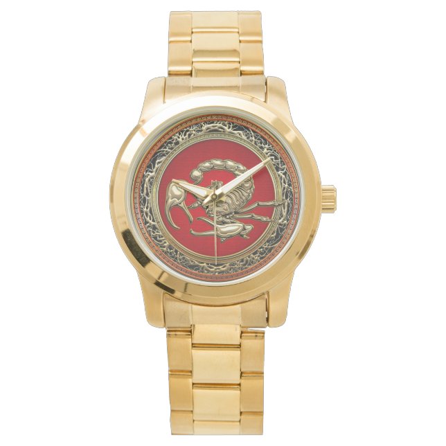 [400] Helig Golden Scorpion on Red Armbandsur (Framsida)
