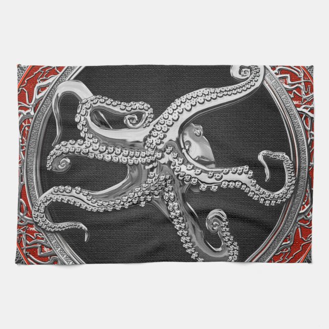 [400] Helig Silver Octopus i defensiv post Kökshandduk (Horisontell)