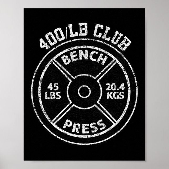 400 Lbs Pound Bench Press Club Gym Weightlifting P Poster (Framsidan)