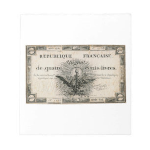400 Livres Fransk Revolution Assignat Bank Note Anteckningsblock
