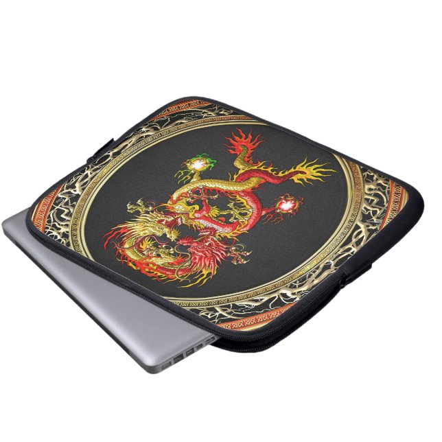 [400] Röd och Gult Dragons Laptop Fodral (Framre botten)