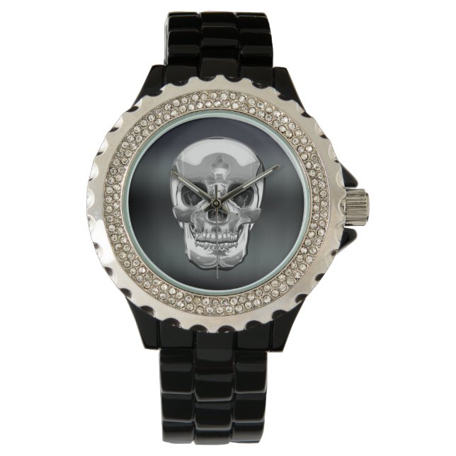 [400] Silver Human Skull Armbandsur (Framsida)