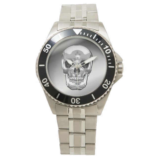 [400] Silver Human Skull Armbandsur (Framsida)