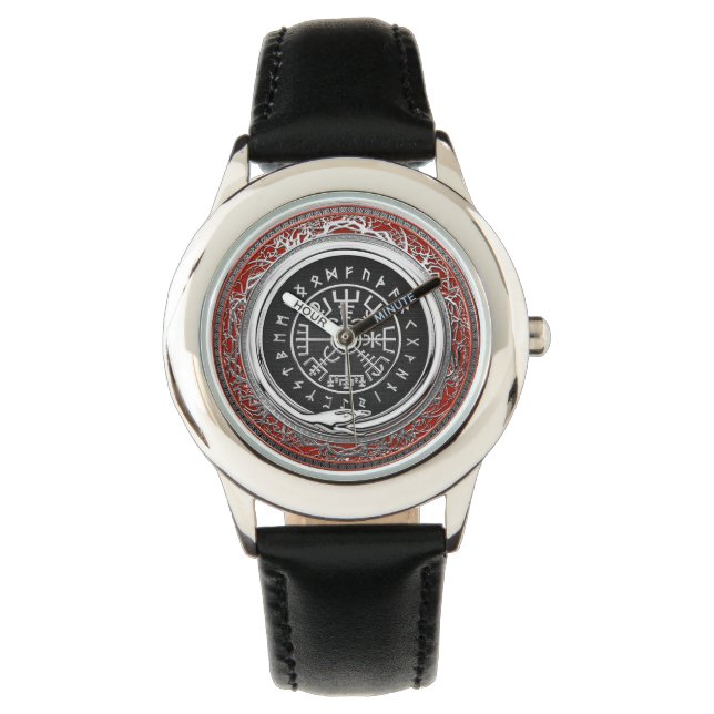 [400] Vegvisir - Viking Silver Magic Runic Compass Armbandsur (Framsida)