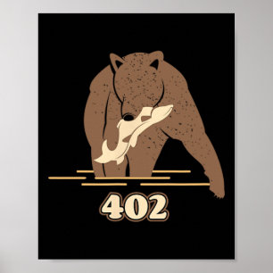 402 Fiske Björn Fett Brun Grizzly Älskare Beartobe Poster