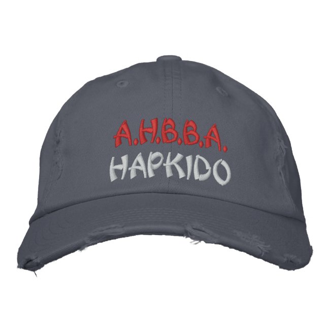 404 AHBBA Hapkido Blue Hat Broderad Keps (Framsida)