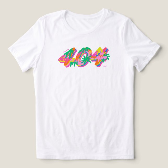 404 Coded Drip Typography PNG | Färgglatt Smältand T Shirt (Design Framsida)