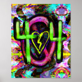 404 Felmeddelande Cyberpunk Dystopian Future Art Poster