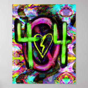 404 Felmeddelande Cyberpunk Dystopian Future Art Poster