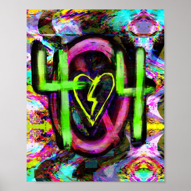 404 Felmeddelande Cyberpunk Dystopian Future Art Poster (Framsidan)