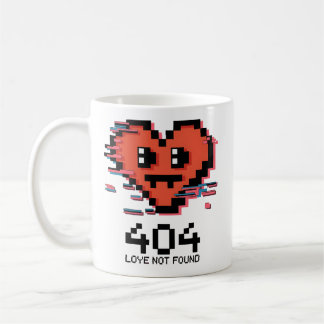 404 Kärlek hittades inte - Glitched Pixel Heart Kaffemugg