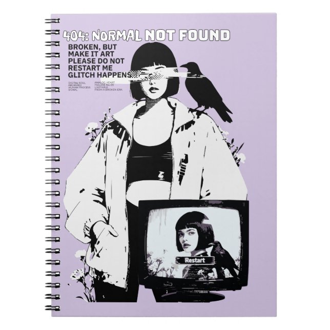 404: Normal Not Found – Glitched Soul Anteckningsbok (Framsidan)
