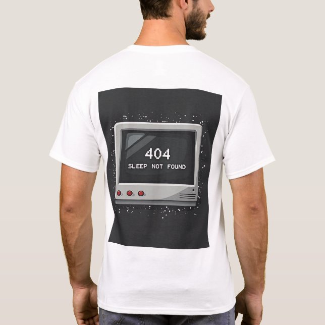 404: Sömn Ej Funnen – Retro Gamer Glitch T-shirt (Baksida)