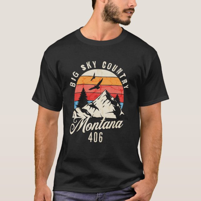 406 Montana Area Code Big Himlar Land Montana Outd T Shirt (Framsida)