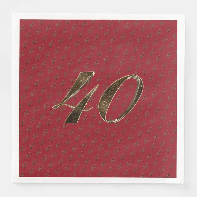 40 40-årsjubileum Ruby Guld Typography Pappersservett (Framsida)