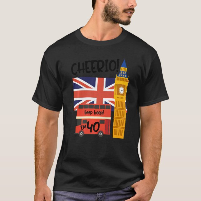 40 40:e födelsedagen British London Theme Fortiet T Shirt (Framsida)