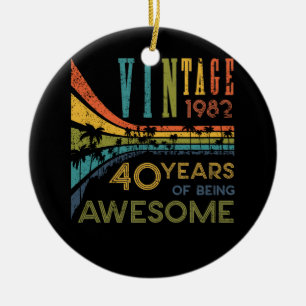 40 Åldersdagars Vintage 1982 40:e födelsedagen Julgransprydnad Keramik