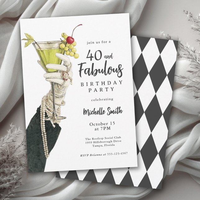 40 and Fabulous Milestone Adult Birthday Party Inbjudningar (Available in both printed and instant download digital formats.)
