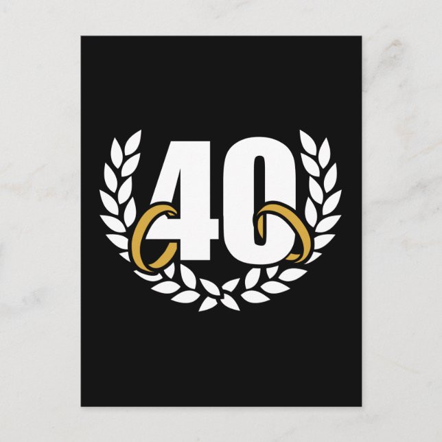 40 år 40-års bröllopsdagskrans vykort (Framsida)