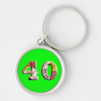 40 år 40th födelsedagmilstolpe Keychain Rund Silverfärgad Nyckelring