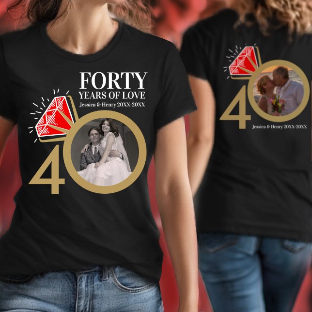 40 år anpassad årsdag rubin bröllopsring t shirt (Skapare uppladdad)