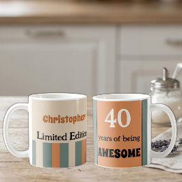 40 år av att vara fantastisk namn orange grön kaffemugg