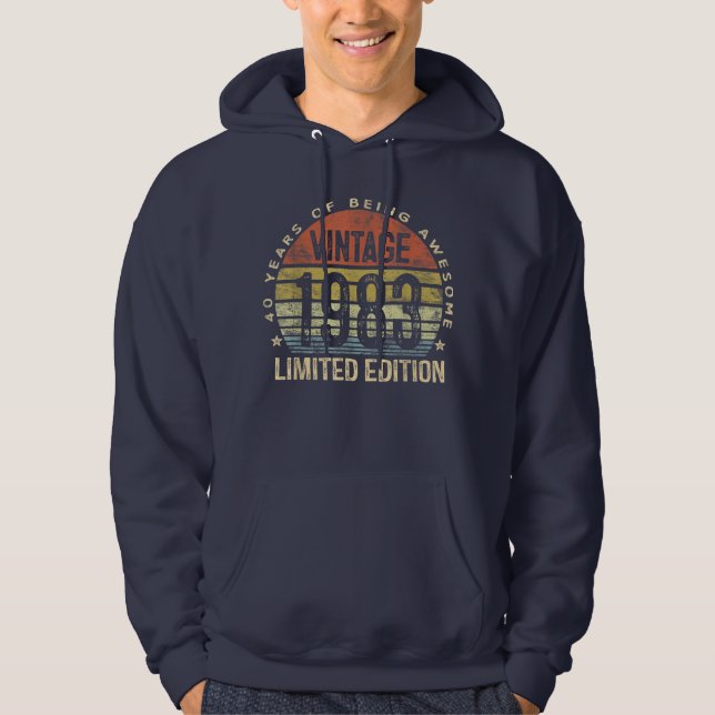 40 år av awesome limited Edition Vintage Hoodie (Framsida)
