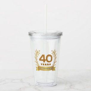 "40 år av medvetande" guld ser ut take away mugg