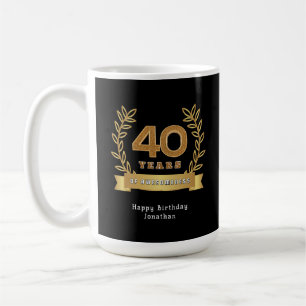 40 år av medvetande - svart anpassningsbar födelse kaffemugg