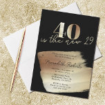 40 är den nya 29 Guld Black 40:e födelsedagen Part Inbjudningar<br><div class="desc">40 är New 29 Guld on Black 40 Birthday Party bjudande ... Vår inbjudan till det svarta 40:e födelsedagspartiet i öga-guld har nummer 40 övertäckt med faux metallic guld foil följt av "är de nya 29" i samordningen av guld bläck. Under den här tabellen visas den svarta inbjudan som du...</div>