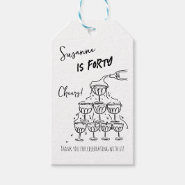 40 år Födelsedagschampagnetower funky Presentetikett