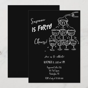 40 år Fs Birthday Champagne torn funky Inbjudningar