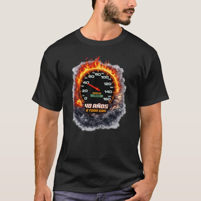 40 år full gas Född 1985 Hastighetsmätare Bir T Shirt (Framsida)
