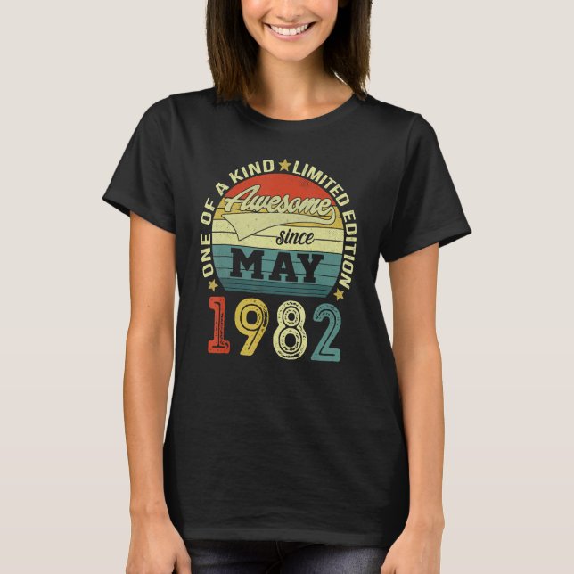 40 år gammal Fantastisk sedan maj 1982 40:e födels T Shirt (Framsida)
