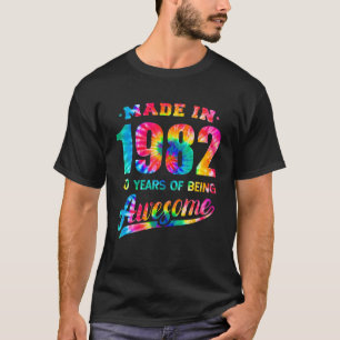 40 år gammal födelsedag 40:e 1982 Tie Dye Fantasti T Shirt