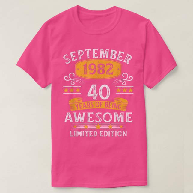 40 år gammal förklaring sedan september 1982 40:e  t shirt (Design framsida)