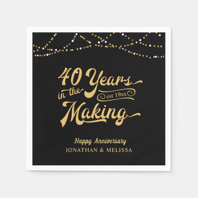 40 ÅR I Ljus på SKAPAR 40-årsdagen Pappersservett (Framsidan)