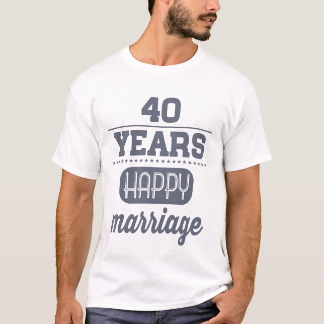 40 år Lycklig Giftermål T-shirt (Framsida)