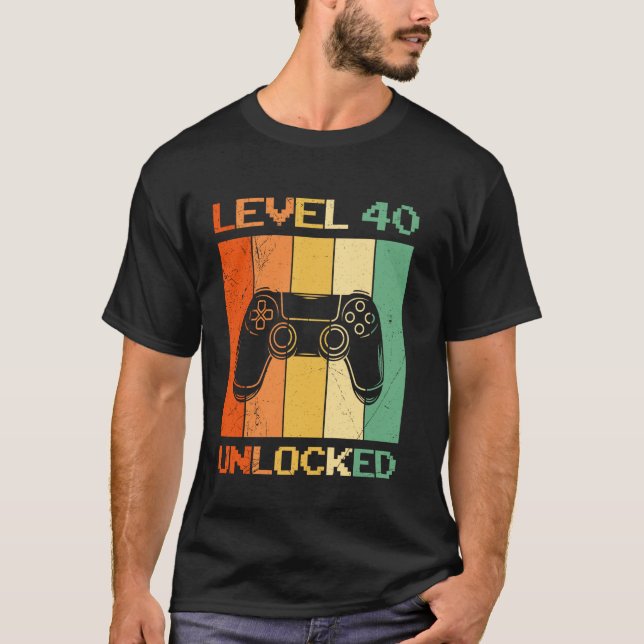 40 ÅR NIVÅ 40 OLOCKED 40 BIRTHDAY-spel T Shirt (Framsida)