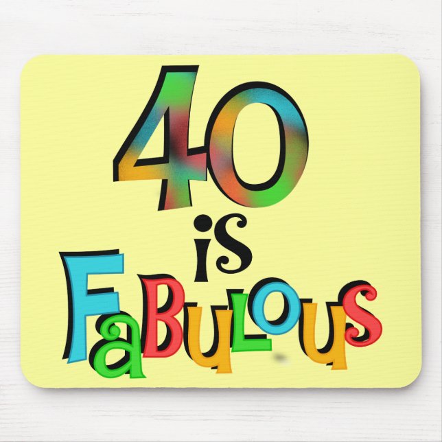 40 är T-tröjor och gåvor från Fabulous Birthday Musmatta (Framsidan)