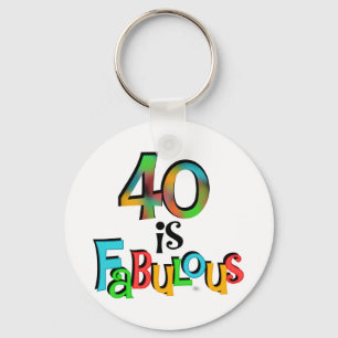 40 är T-tröjor och gåvor från Fabulous Birthday Nyckelring