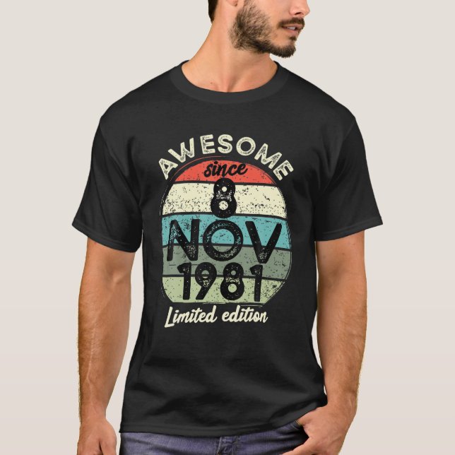 40-årig födelsedag T 8 november 1981 40:e födelsed Shirt (Framsida)