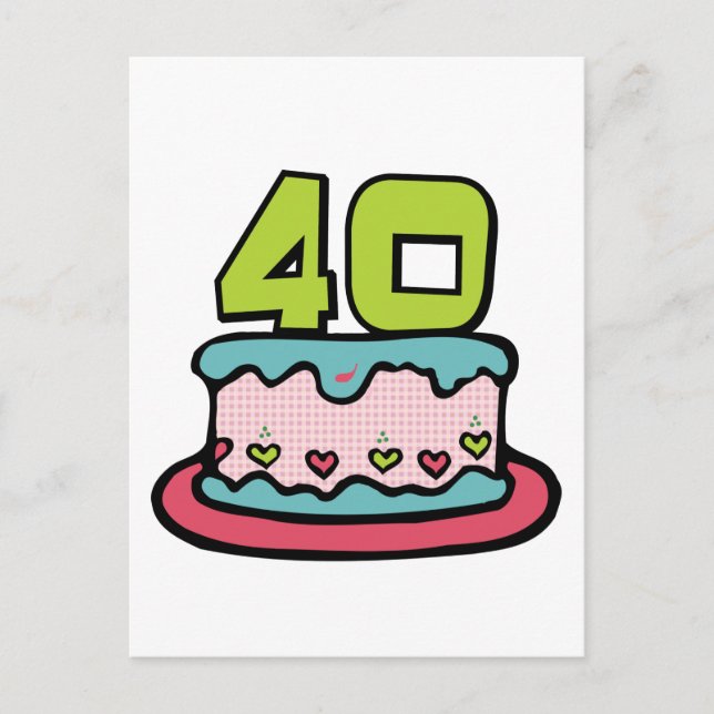 40-årig födelsedagskaka vykort (Framsida)